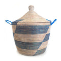 Blue Stripe Woven Storage Basket, Low