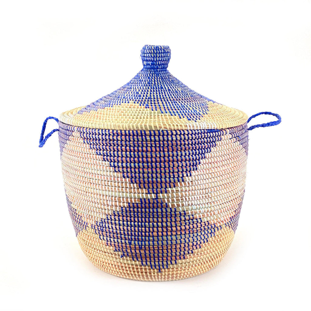 Blue Diamond Woven Floor Basket, Low