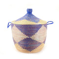 Blue Diamond Woven Floor Basket, Low