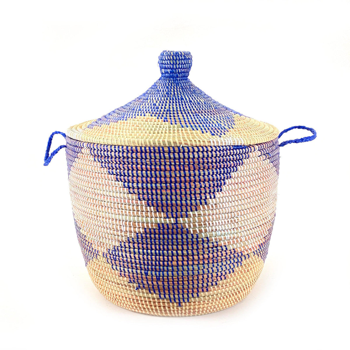 Blue Diamond Woven Floor Basket, Low