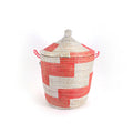Red Stripe Handwoven Basket, Medium