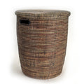 Black Flat-Lid Woven Basket, Large
