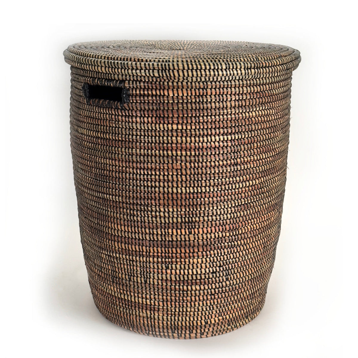 Black Flat-Lid Woven Basket, Large