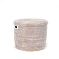 White Flat-Lid Woven Floor Basket