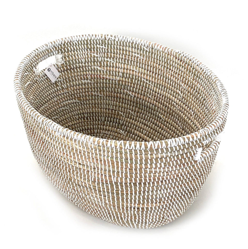 White Oval Handwoven Basket
