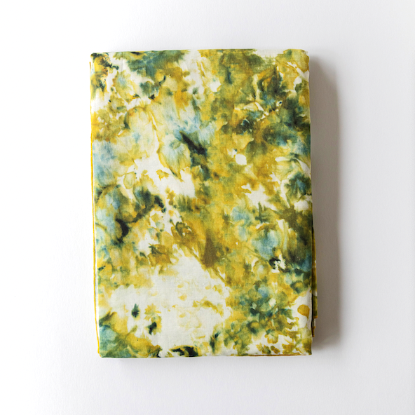 Hand-Painted Green Marble Linen Tablecloth