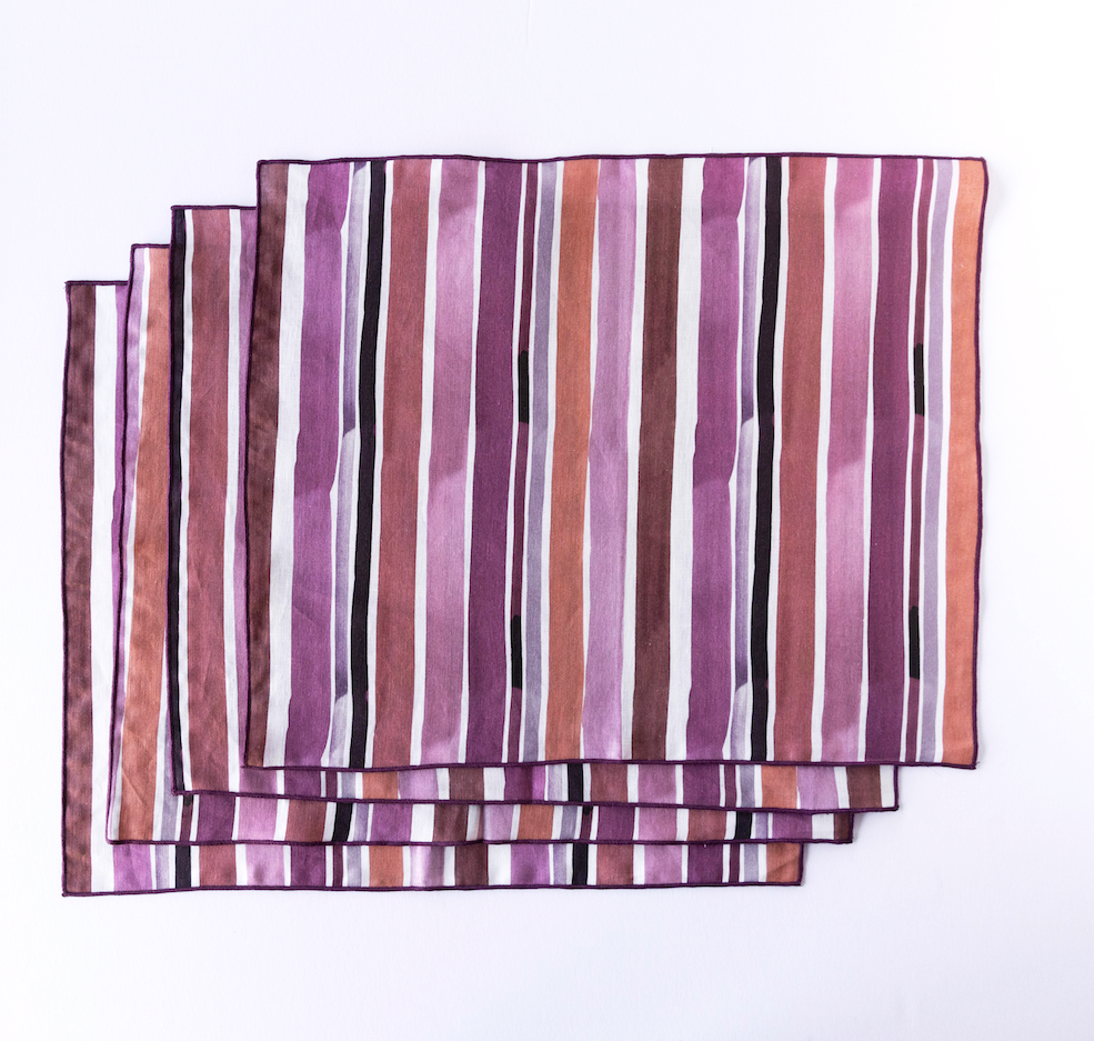 Hand-Painted Lisbon Stripe Linen Placemat, alternate view