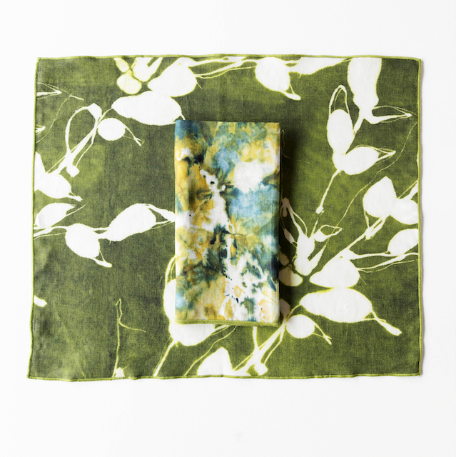 Porto Print Olive Linen Placemat, alternate view