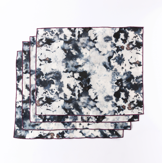 Hand-Painted Grey Marble Linen Placemat, alternate view