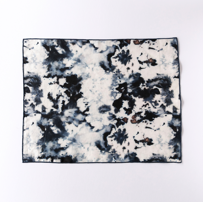 Hand-Painted Grey Marble Linen Placemat, another angle