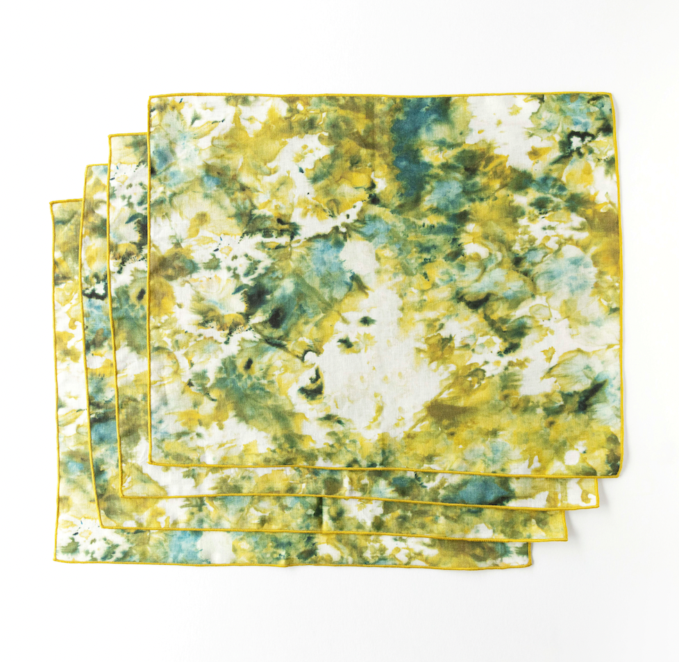 Hand-Painted Green Marble Linen Placemat, alternate view