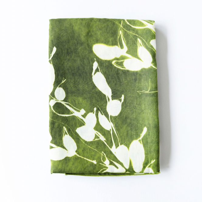 Porto Print Olive Linen Tablecloth