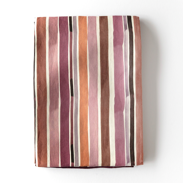 Hand-Painted Lisbon Stripe Linen Tablecloth