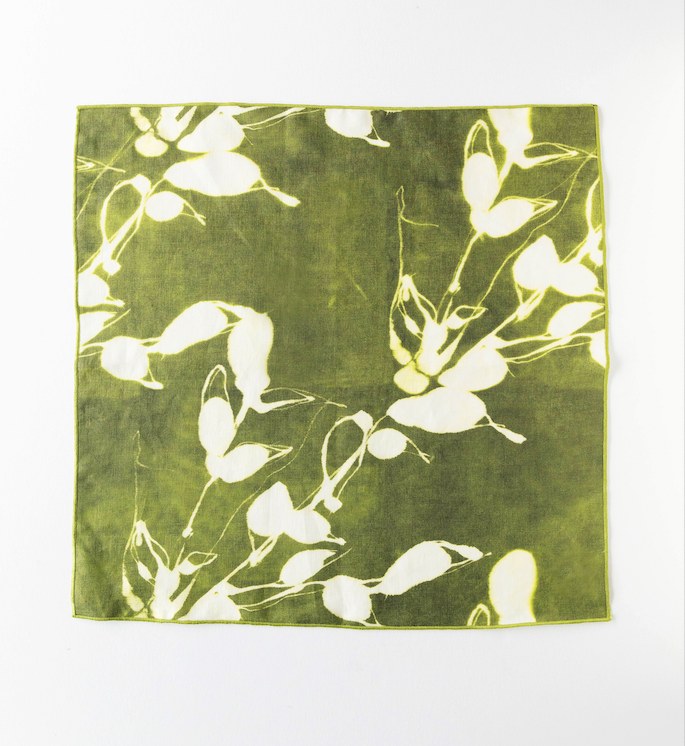 Porto Print Olive Linen Dinner Napkin, alternate view