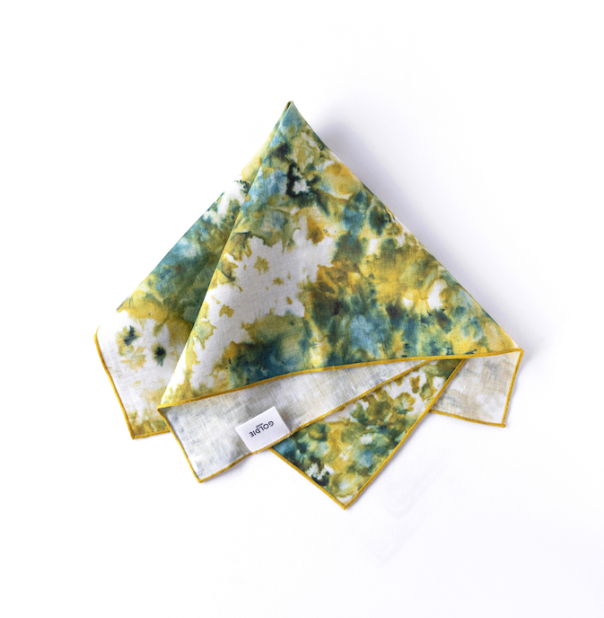 Hand-Painted Green Marble Linen Dinner Napkin, detail view