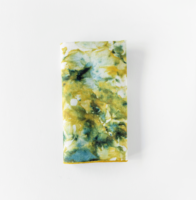 Hand-Painted Green Marble Linen Dinner Napkin, alternate view
