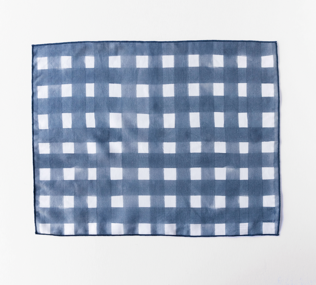 Blue Cross-Hatch Linen Placemat