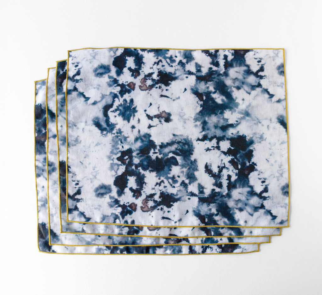 Hand-Painted Grey Marble Linen Placemat, view 6