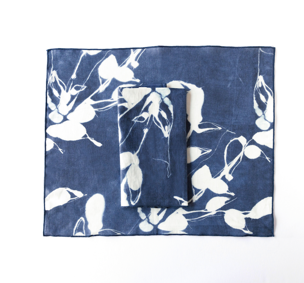 Porto Print Indigo Linen Placemat, alternate view