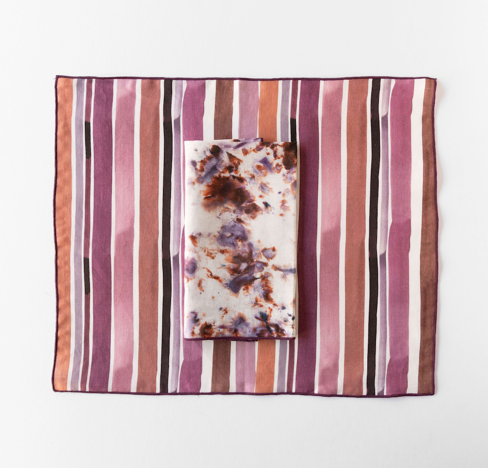 Hand-Painted Lisbon Stripe Linen Placemat, detail view