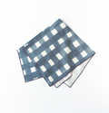 Blue Cross-Hatch Linen Dinner Napkin, detail view
