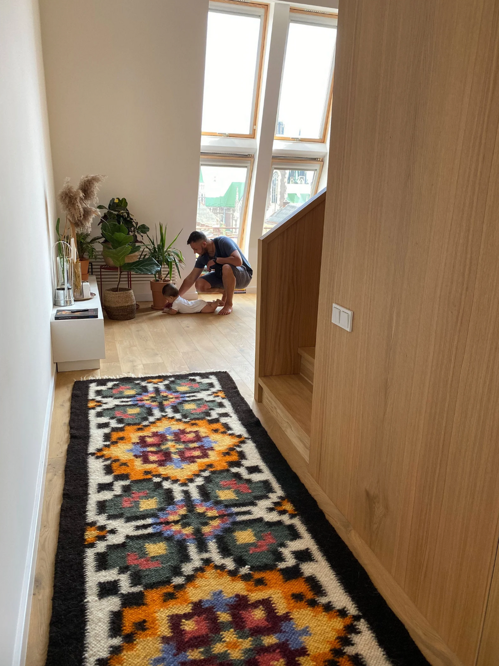 Handwoven Wool Runner, Carpathian Pattern, view 5