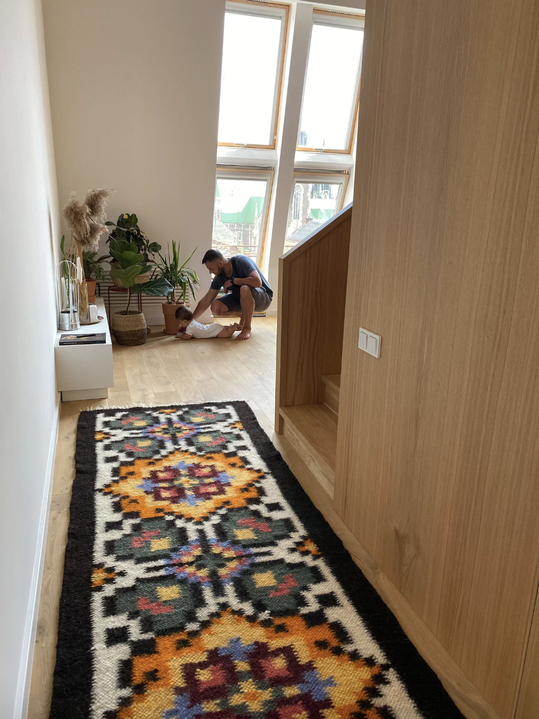 Handwoven Wool Runner, Carpathian Pattern, view 5