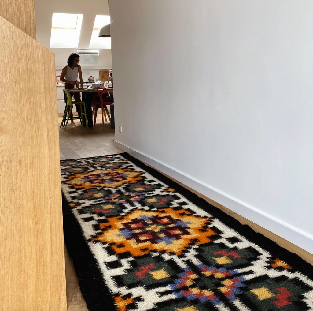 Handwoven Wool Runner, Carpathian Pattern, view 6
