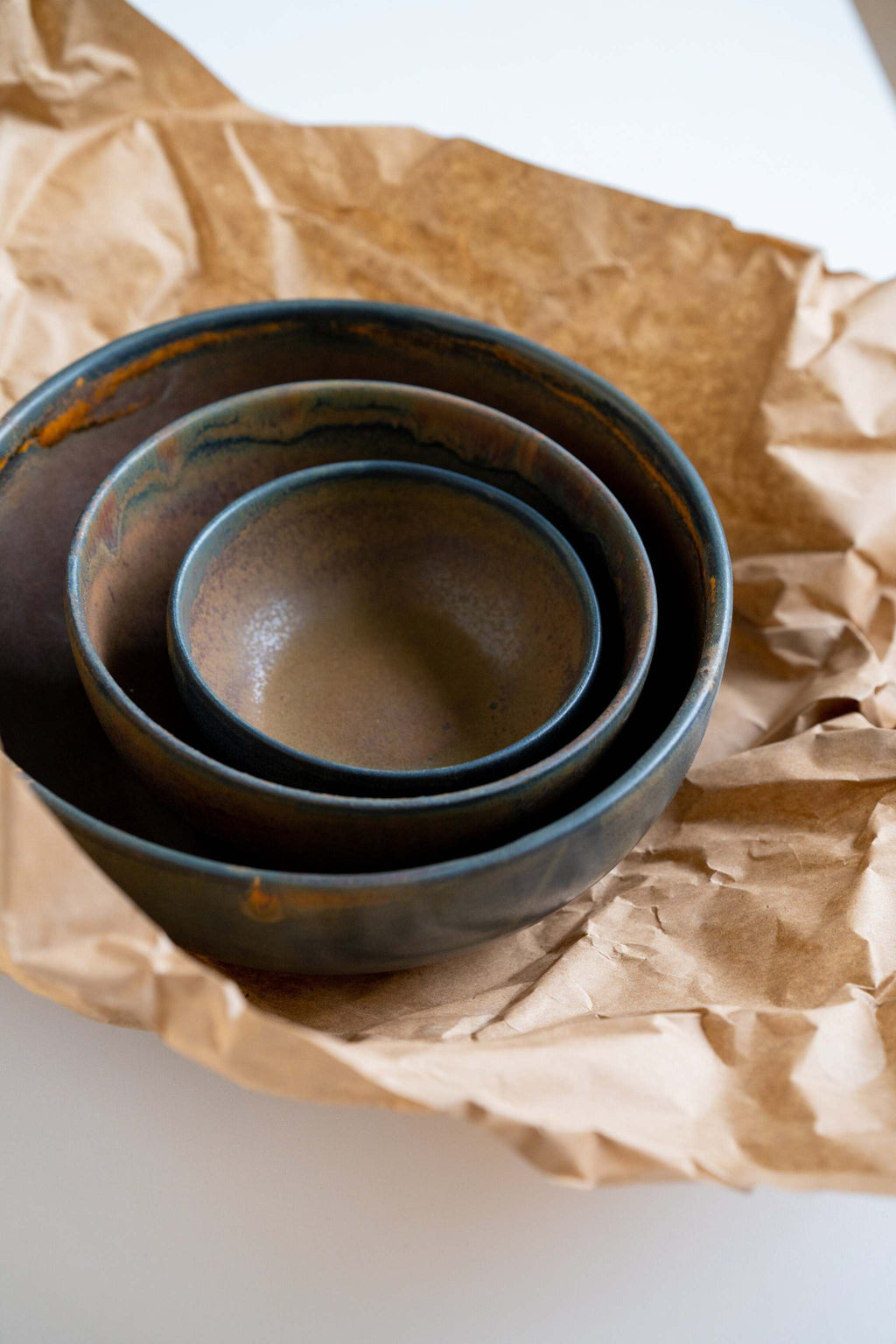 Rust Stoneware Nesting Bowl Set