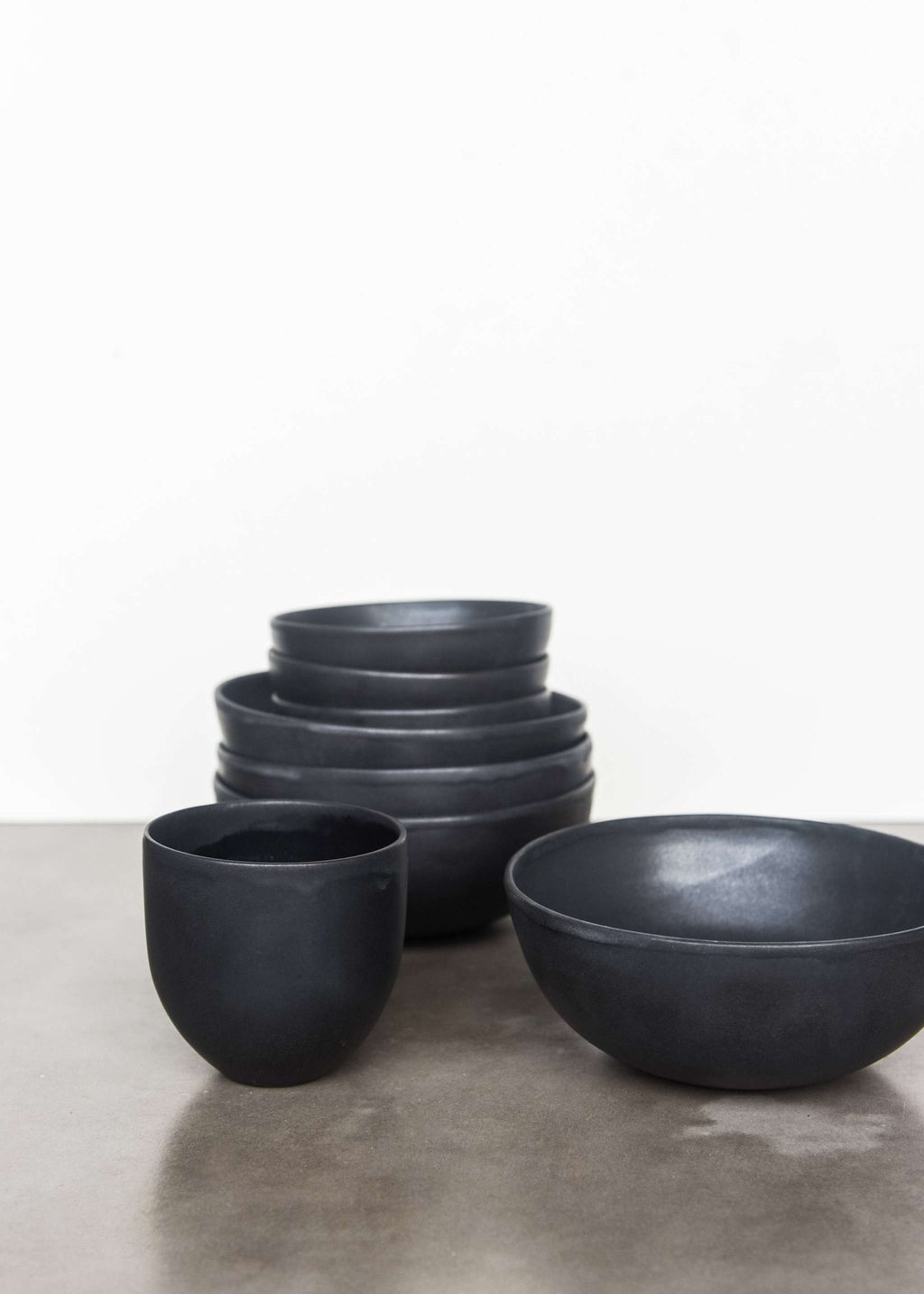 Black Matte Stoneware Bowl, another angle