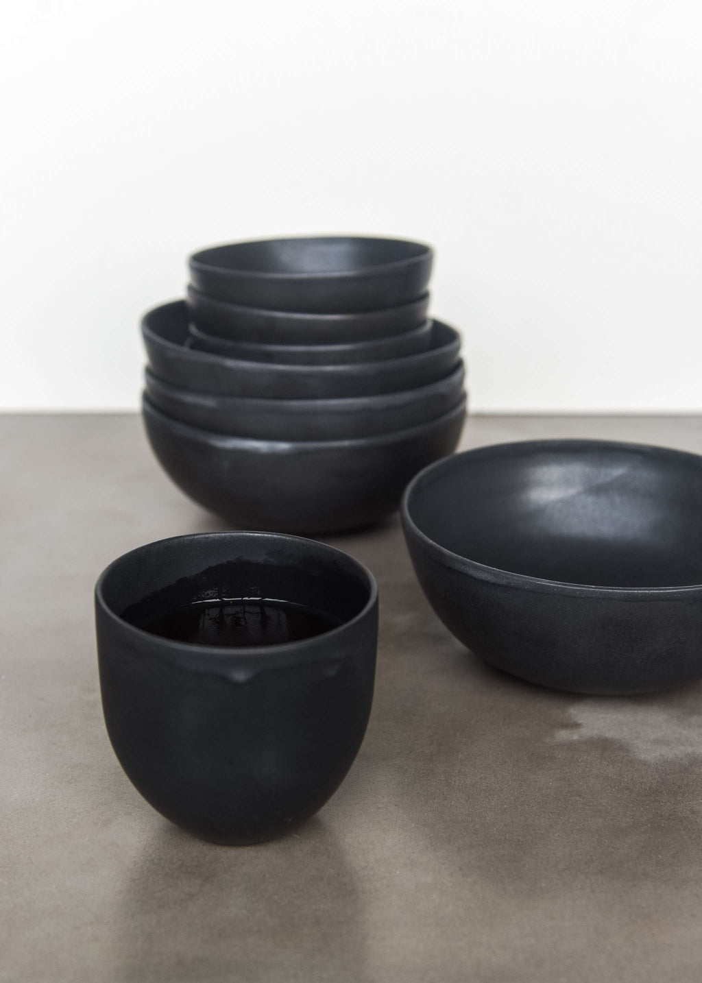 Black Matte Stoneware Bowl, view 5