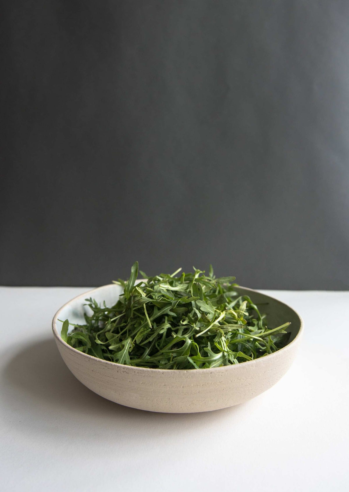 White Glazed Stoneware Pasta Bowl, detail view