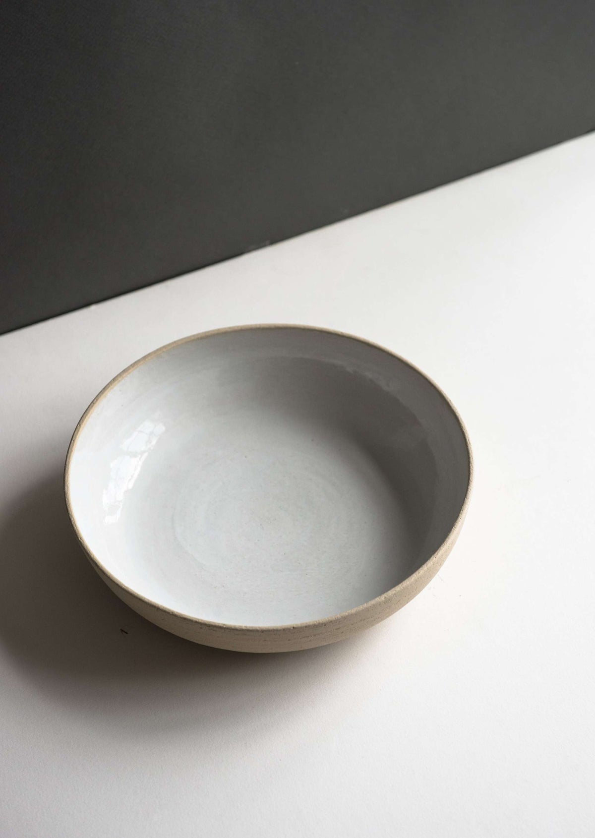 White Glazed Stoneware Pasta Bowl
