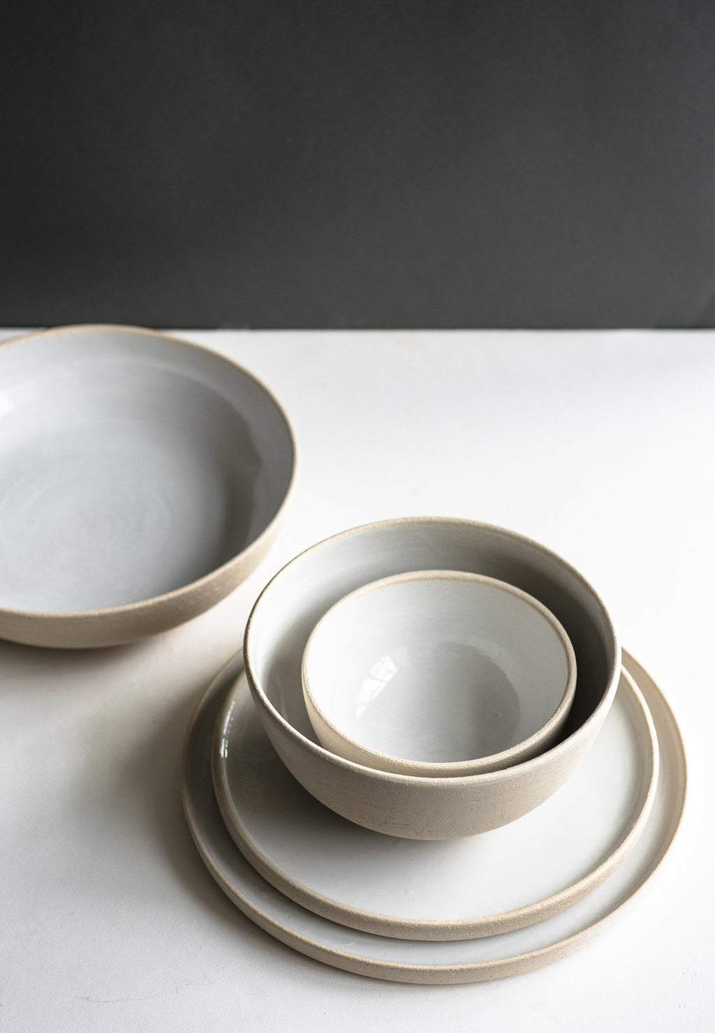 Exposed Clay Stoneware Dinner Set, detail view