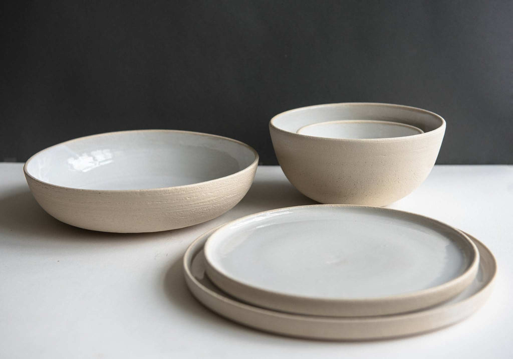 White Glazed Stoneware Pasta Bowl, view 6