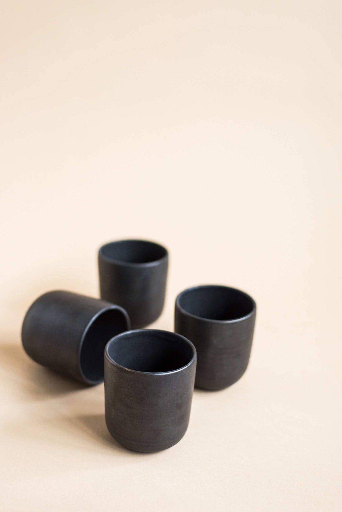 Black Matte Stoneware Cup, alternate view