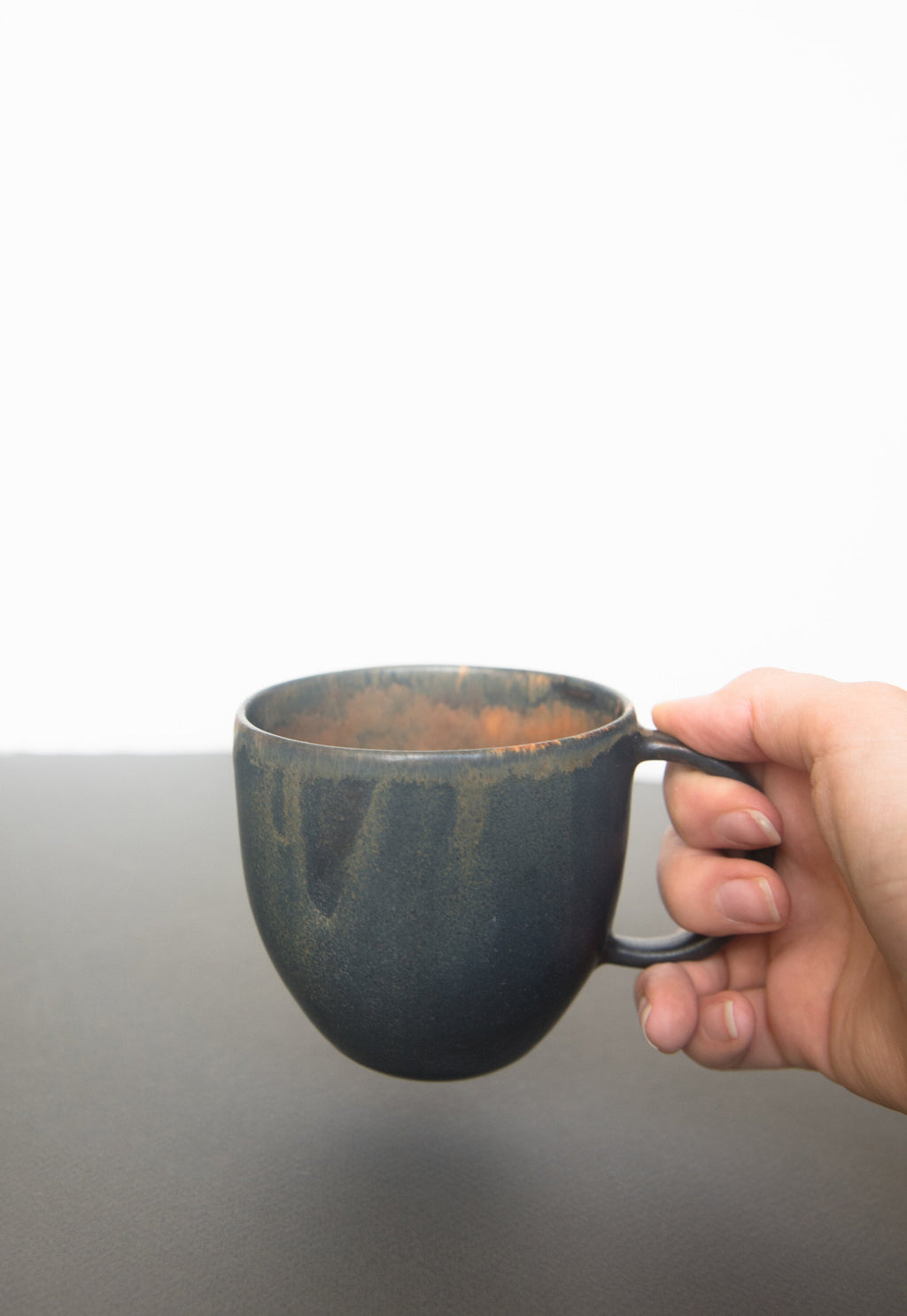 Rust Stoneware Coffee Mug, detail view