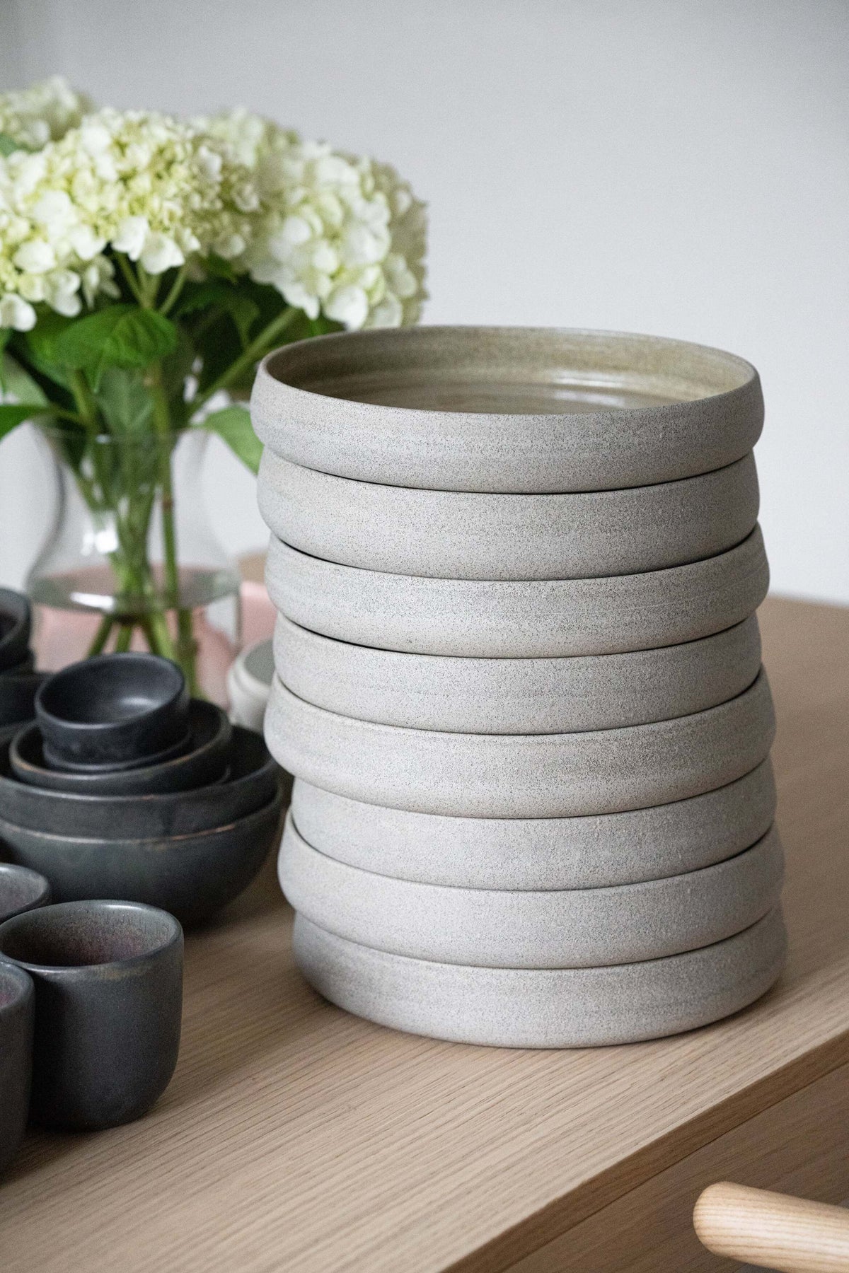 Concrete Stoneware Dinner Plate, High Sides, another angle