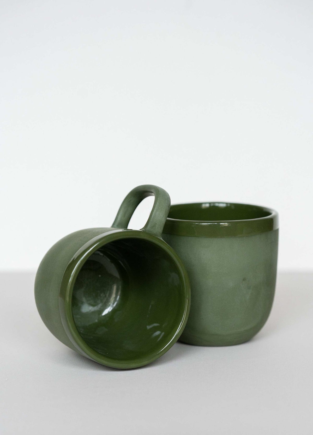 Handmade Porcelain Coffee Mug, Green, view 6