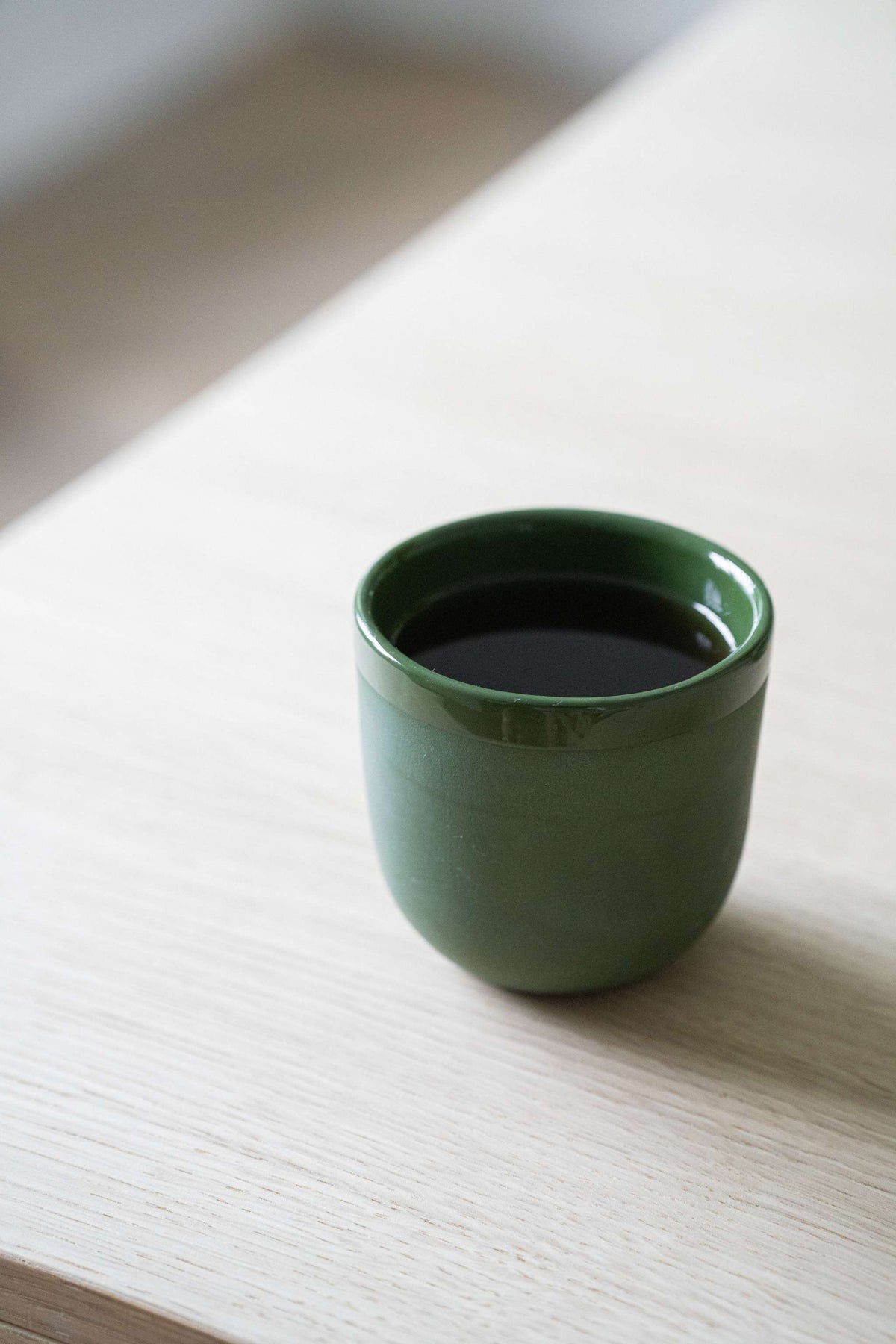Handmade Porcelain Coffee Cup, Green, alternate view