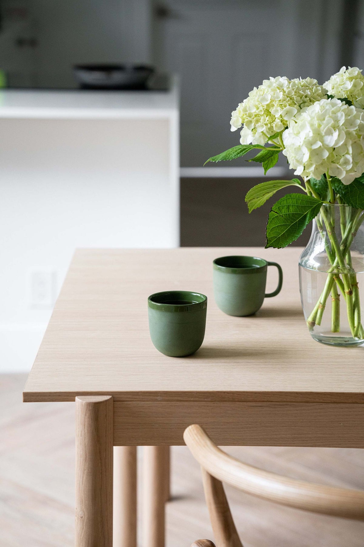 Handmade Porcelain Coffee Mug, Green, detail view