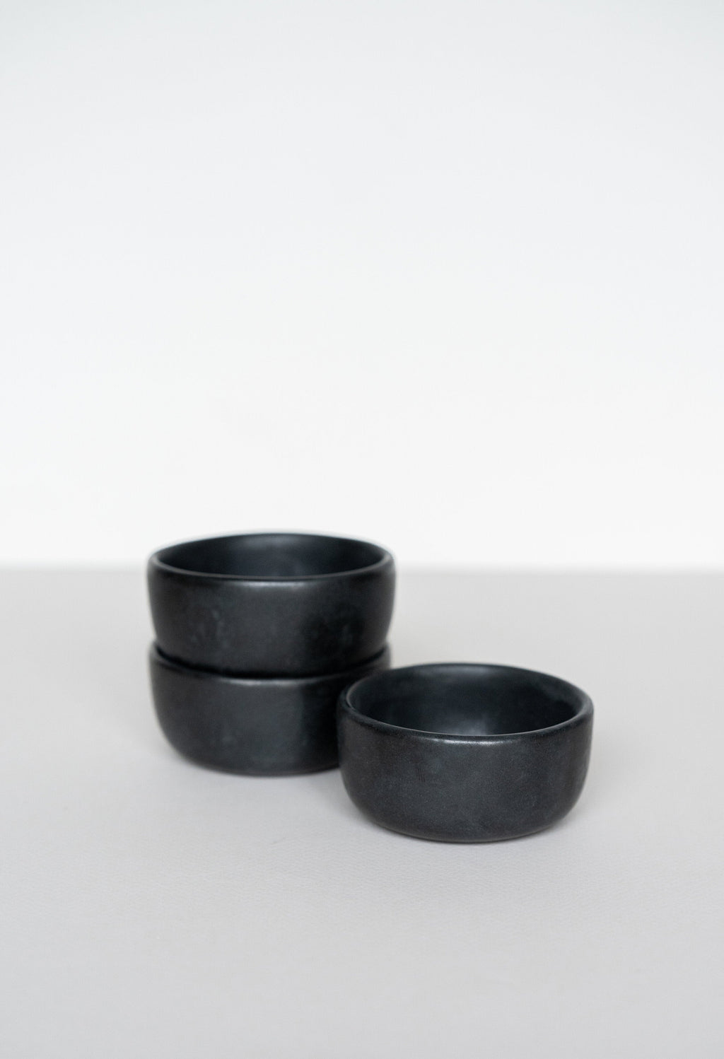 Black Matte Stoneware Pinch Bowl, detail view