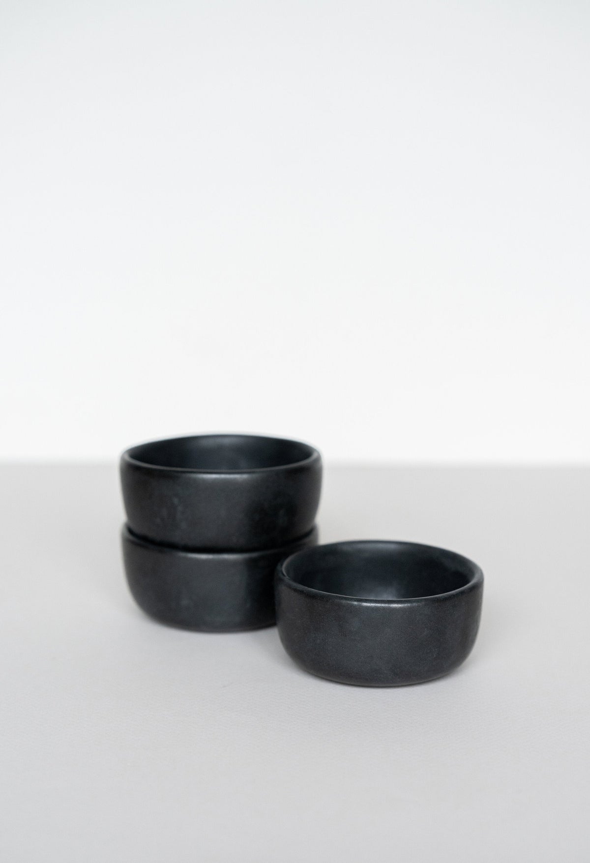 Black Matte Stoneware Pinch Bowl, detail view