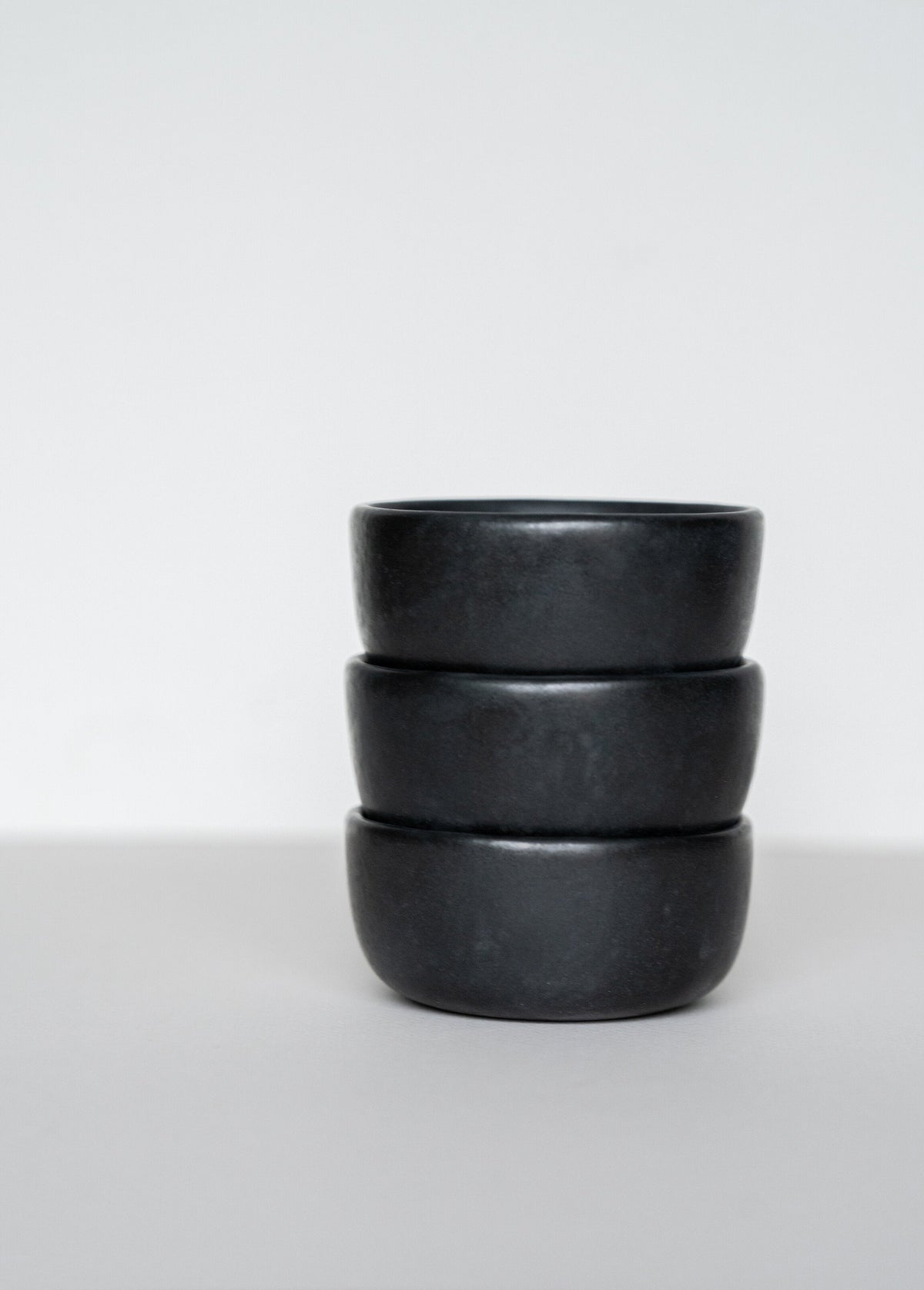 Black Matte Stoneware Pinch Bowl, another angle