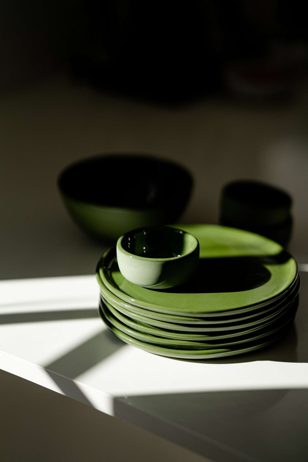 Handmade Porcelain Plates, Sage Green