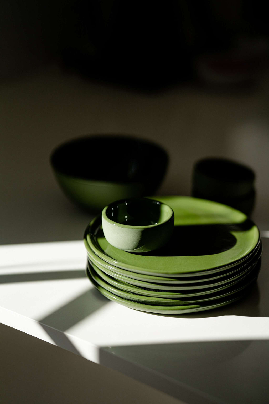 Handmade Porcelain Sauce Bowl, Green, view 5