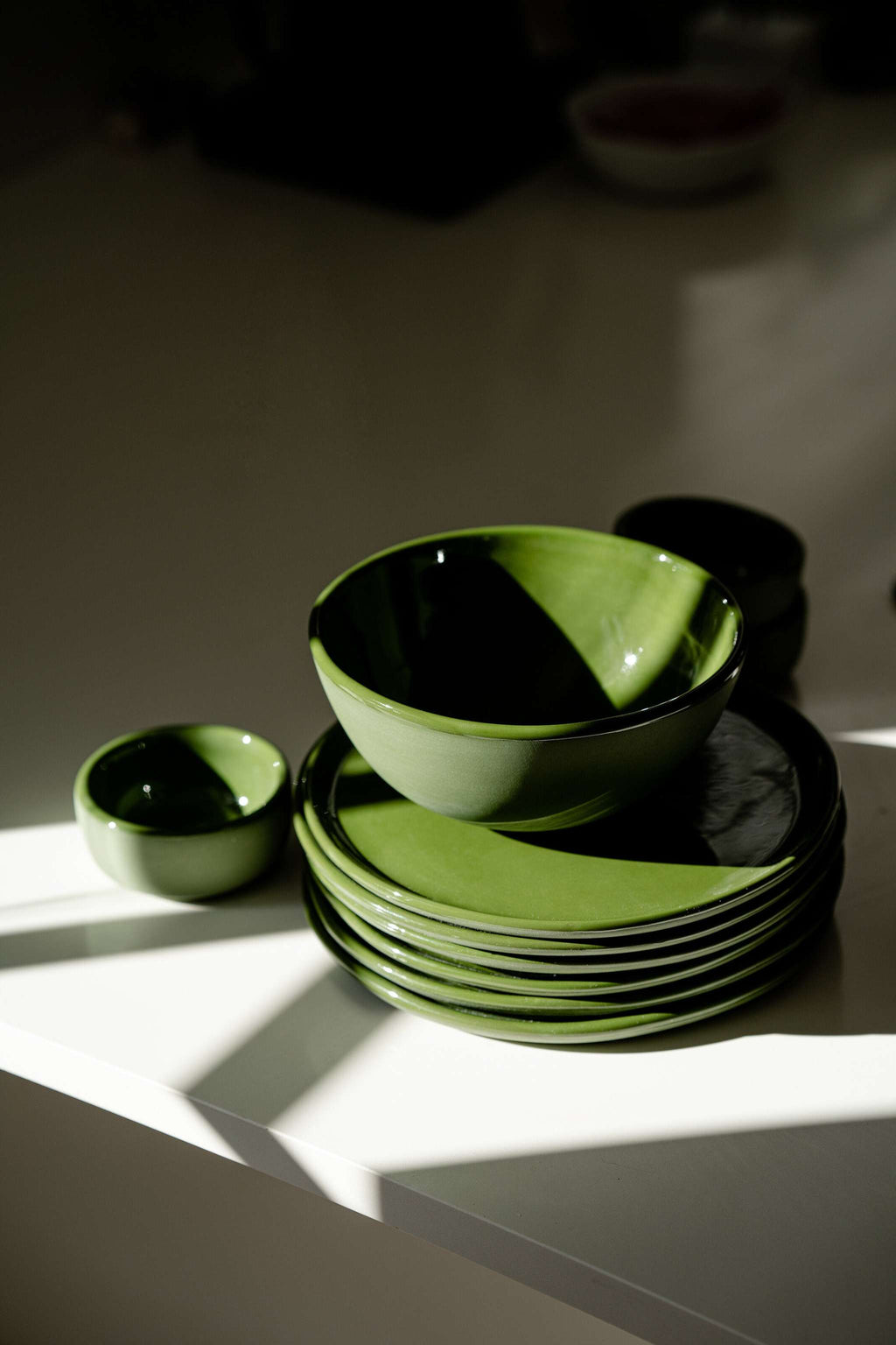 Handmade Porcelain Plates, Sage Green