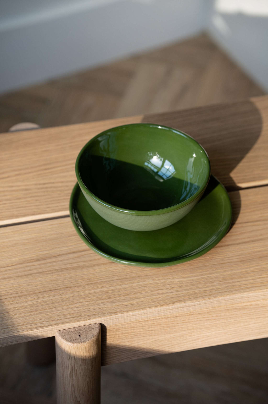 Handmade Porcelain Plates, Sage Green