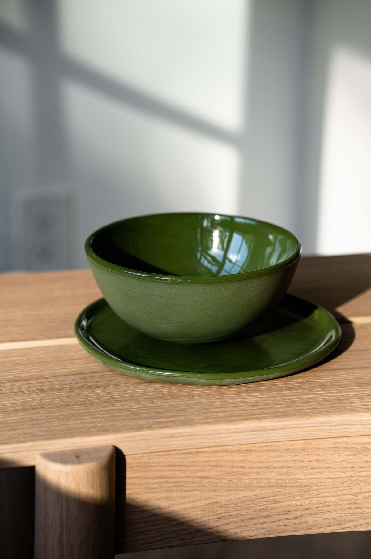 Handmade Porcelain Plates, Sage Green