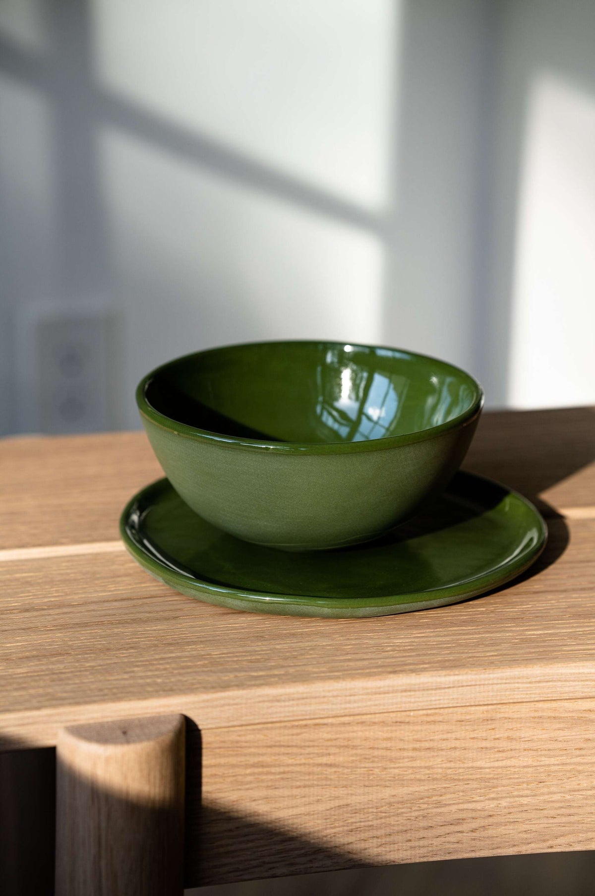 Handmade Porcelain Bowl, Sage Green, another angle